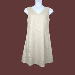 Luxmii Womens Oatmeal Beige Sleeveless L'origami Linen Slip Dress Size L NWT